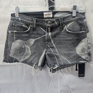 Hudson Jeans Black and Gray Floral Jean Shorts